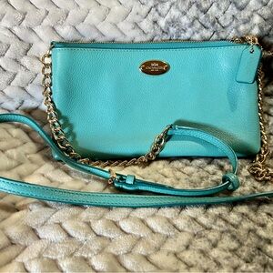 Coach Turquoise Leather Crossbody Bag.